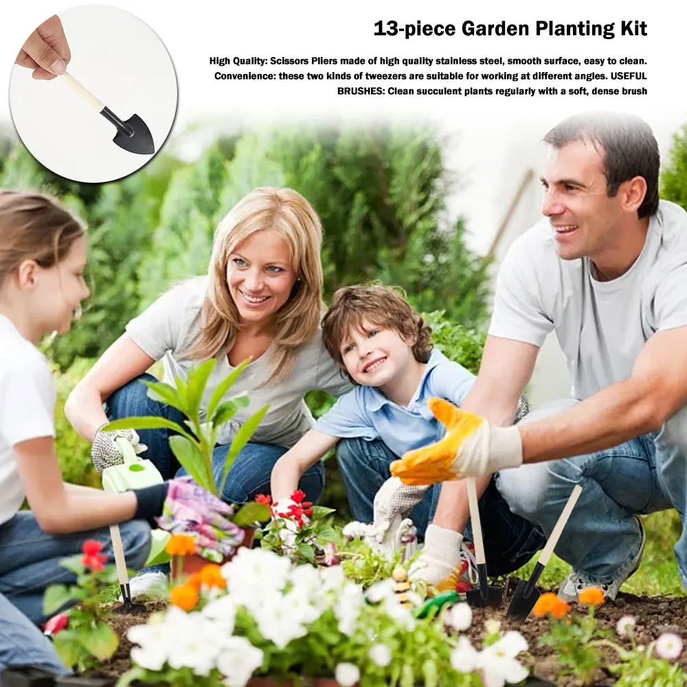 13-Piece Mini Garden Tool Set – Shovel, Rake & Bonsai Tools for Succulents & Potted Plants