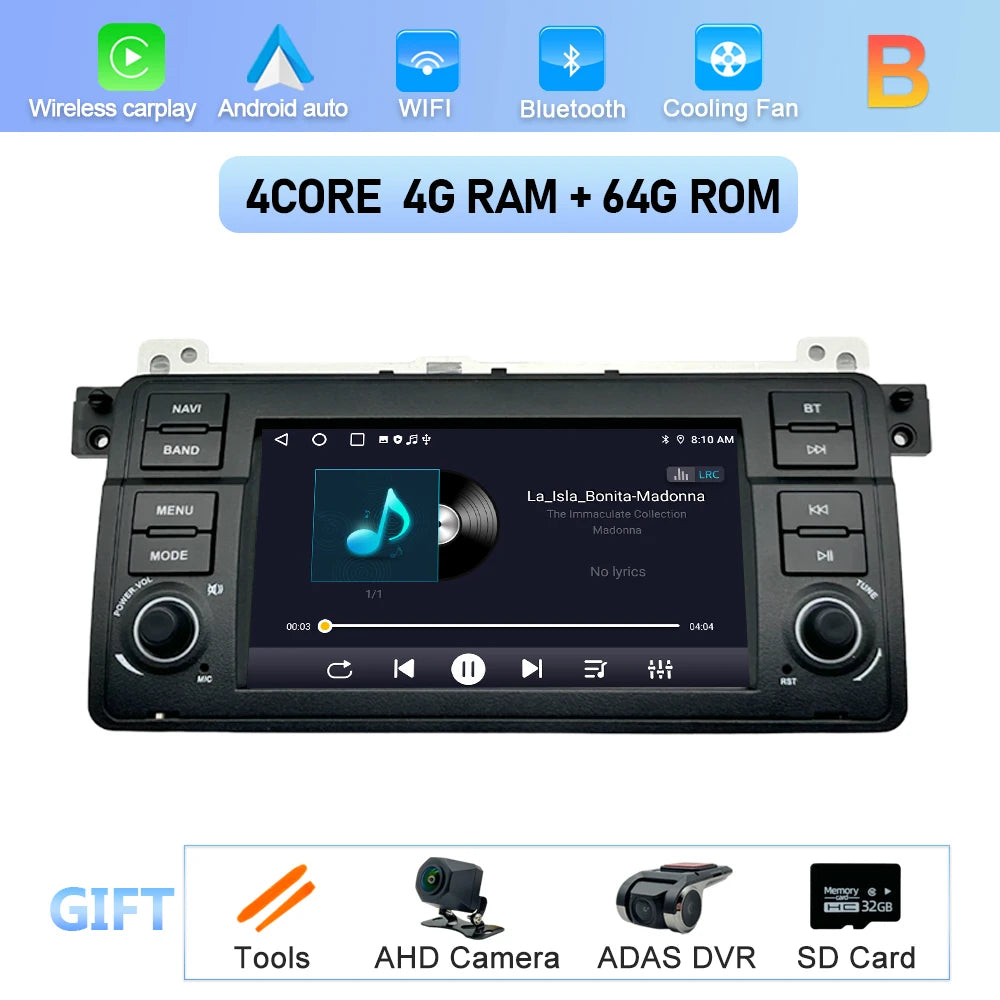 Car Stereo with Apple CarPlay & Android Auto, Compatible with BMW 3 Series E46 (1999-2005)