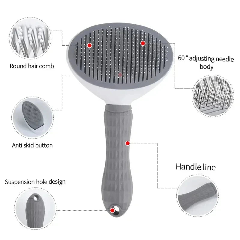 Self-Cleaning Slicker Brush for Dogs and Cats, Pet Hair Remover