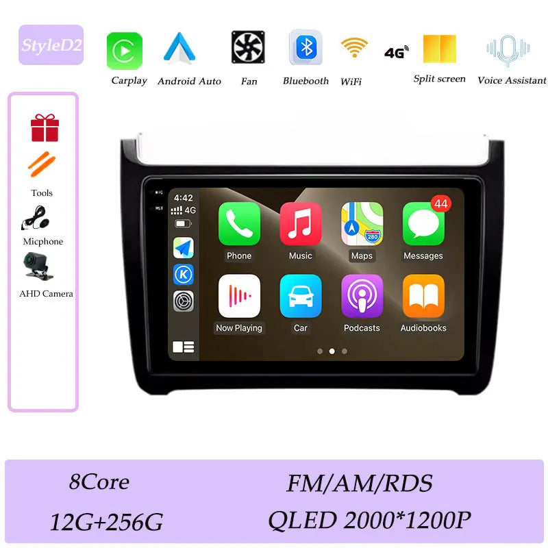 Car Stereo with Apple CarPlay & Android Auto, Compatible with VW Polo 5 (2011-2016)
