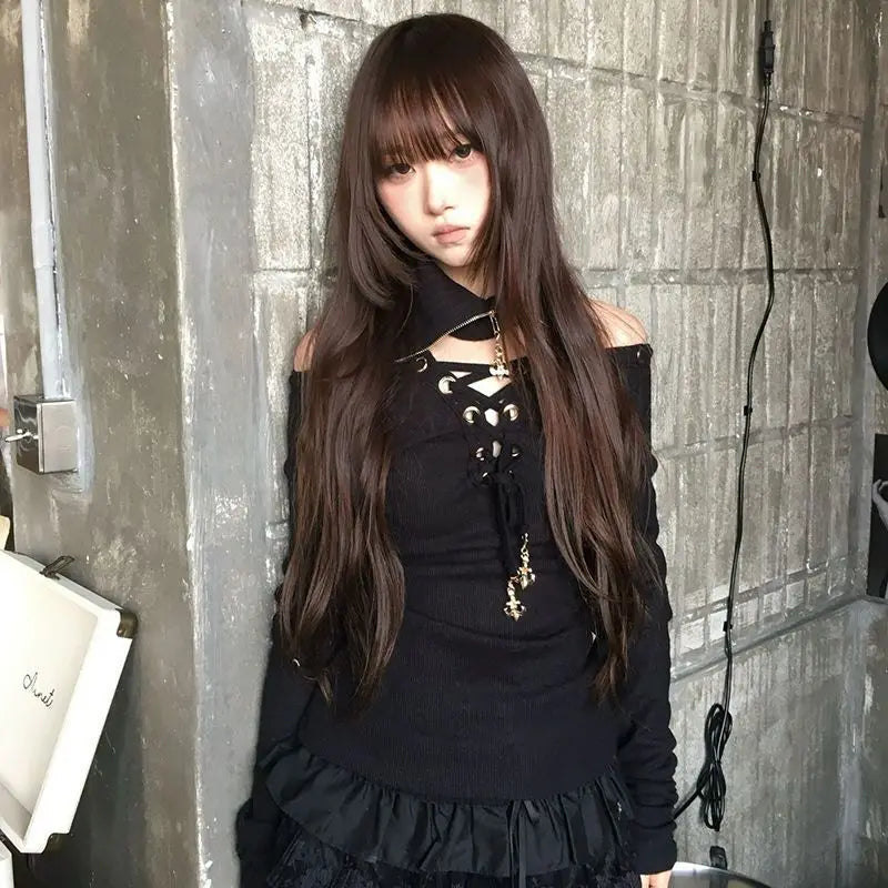 2026 Korean Punk Subculture Print Short Sleeve T-shirts Y2K Harajuku Gothic Loose Tees Streetwear Retro 2000s Vintage Women Tops