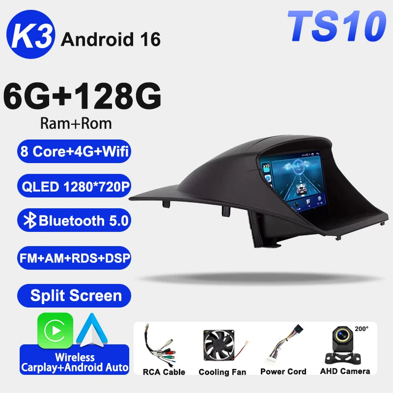 Car Radio Android 16 8 Core For Ford Fiesta MK6 MK7 2009-2017 GPS Navigation Smart Car Systems Wireless CarPlay Auto BT FM RDS