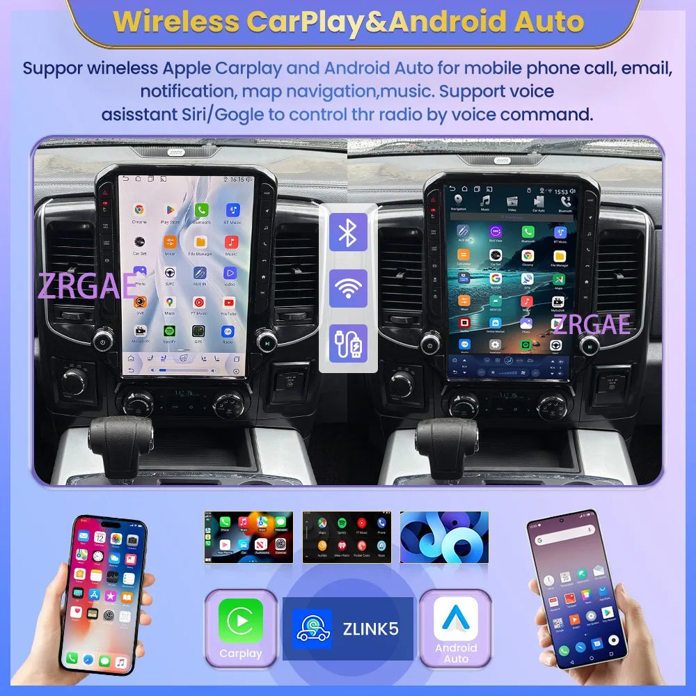 14.5" Android 15 Car Radio with Wireless CarPlay — Dodge RAM 1500/2500 (2008-2012)