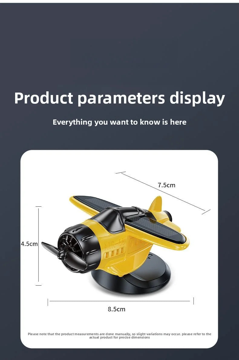 Car Ornament Solar Airplane Ornaments 360 Rotary Car Center Console Powered Aircraft Ornaments Car Interior Decor Accessories