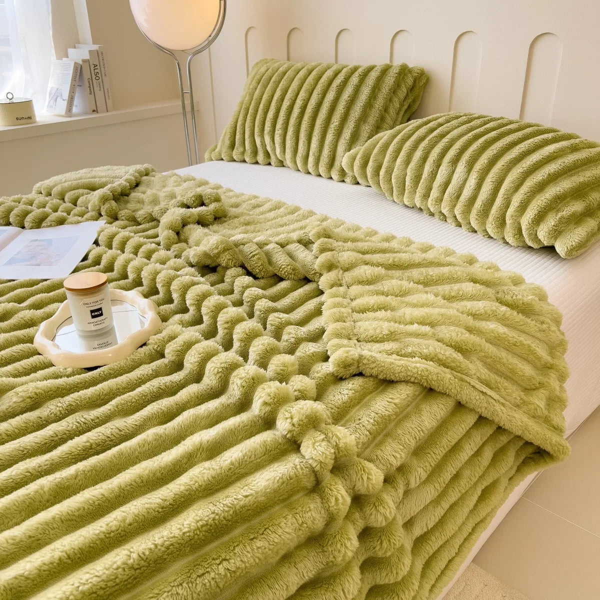 Wide Striped Multi-Use Blanket, Bed Cover and Nap Blanket