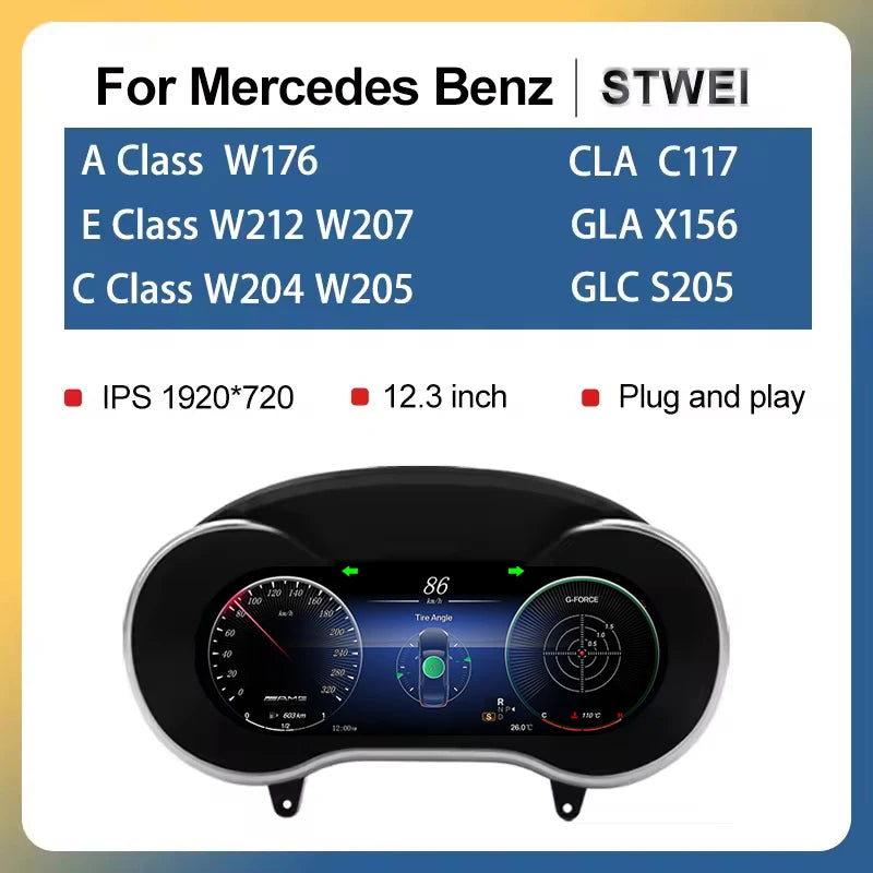 STWEI 2024 New Lcd Digital Dashboard Cluster Digital Speedometer For Mercedes Benz A Class W176 GLA CLA  C117 GLC W205 W212 W207