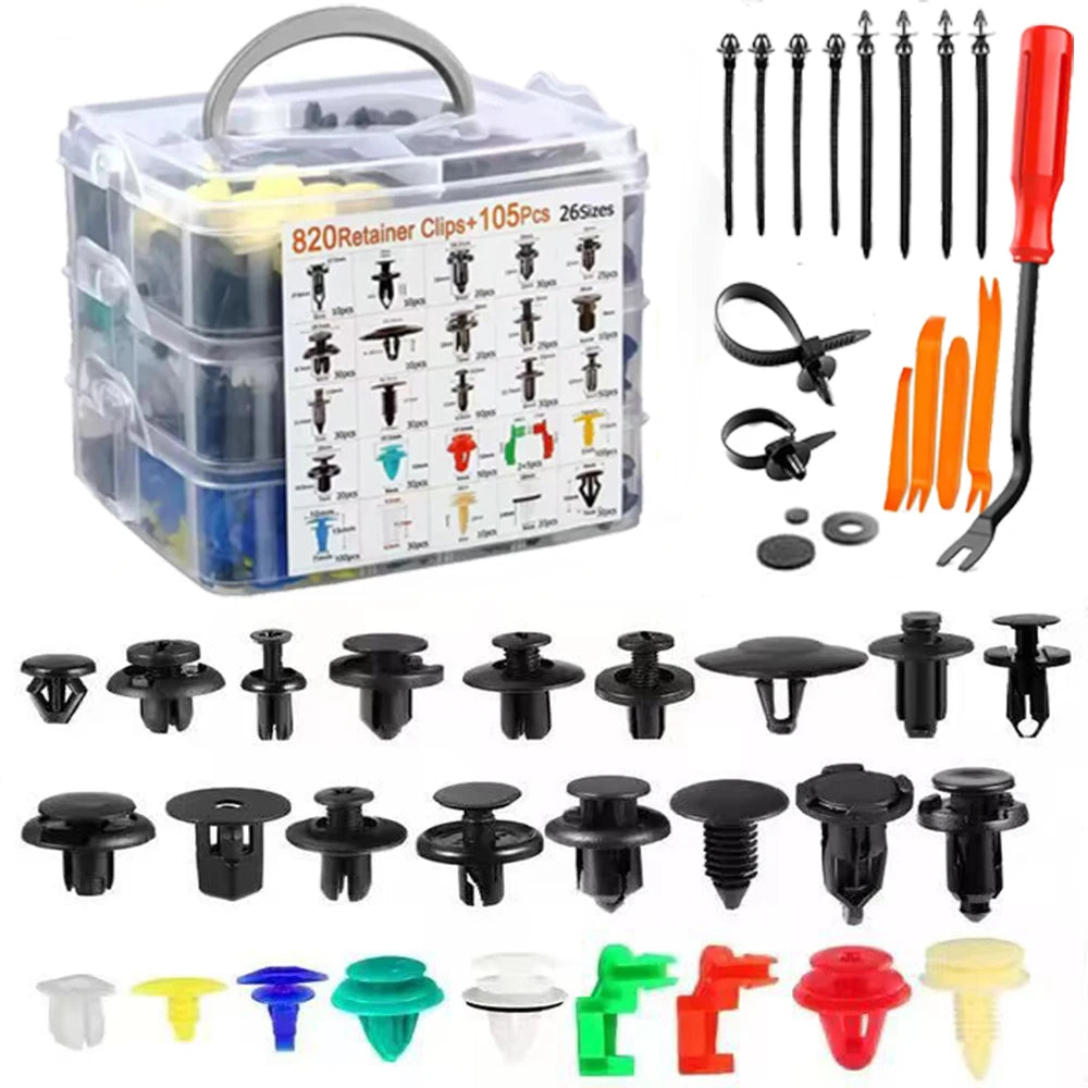 Car Push Retainer Clips & Auto Fasteners Assortment - Bumper Fender Rivets with 10Cable Ties Fasteners Remover for Toyota Honda