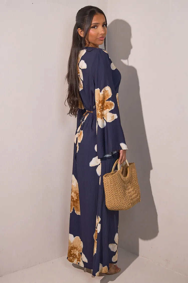 Women's Floral Print Abaya Party Dress – Muslim Kaftan Jalabiya