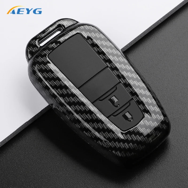 ABS Carbon Fiber Car Key Case Cover Shell Fob For Toyota Prius Camry Corolla C-HR CHR RAV4 Prado 2018 2022 Key Chain Accessories