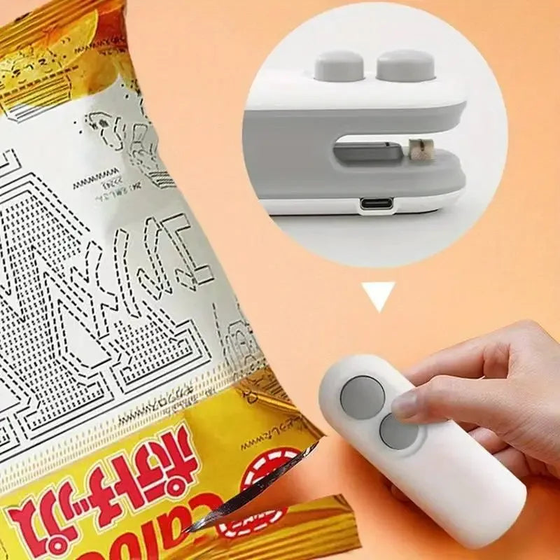 Plastic Bag Sealer Mini 2in1 Portable Plastic Bags Sealing Machine Thermal Sealants Handheld Food Storage Packaging Heat Sealer
