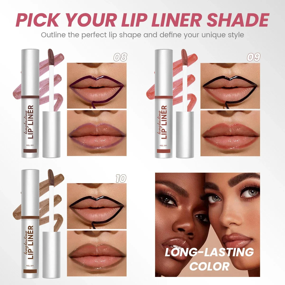 1PC Lip Liner Peel Off Tattoo Lipgloss Long Lasting Matte Lip Tint Contour Tear-off Lips Stain-Easy To Create Daily Makeup