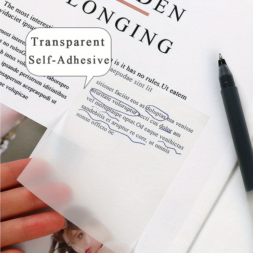 50 Sheets Transparent Sticky Note Pads Waterproof Self-Adhesive Memo Notepad School Office Supplies Stationery