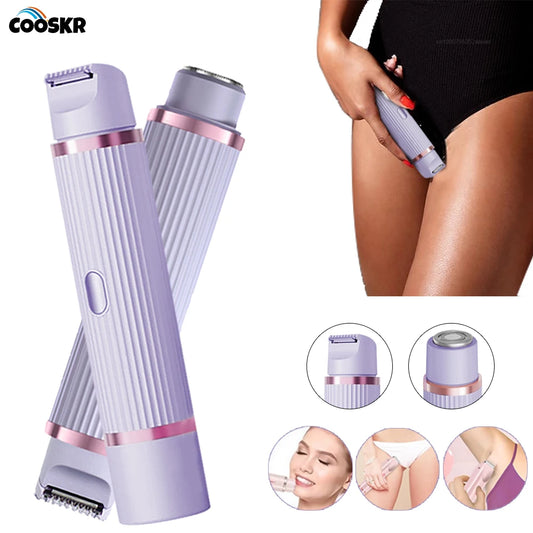 Rechargeable Women's Electric Razor - Pink or Purple Face & Body Trimmer