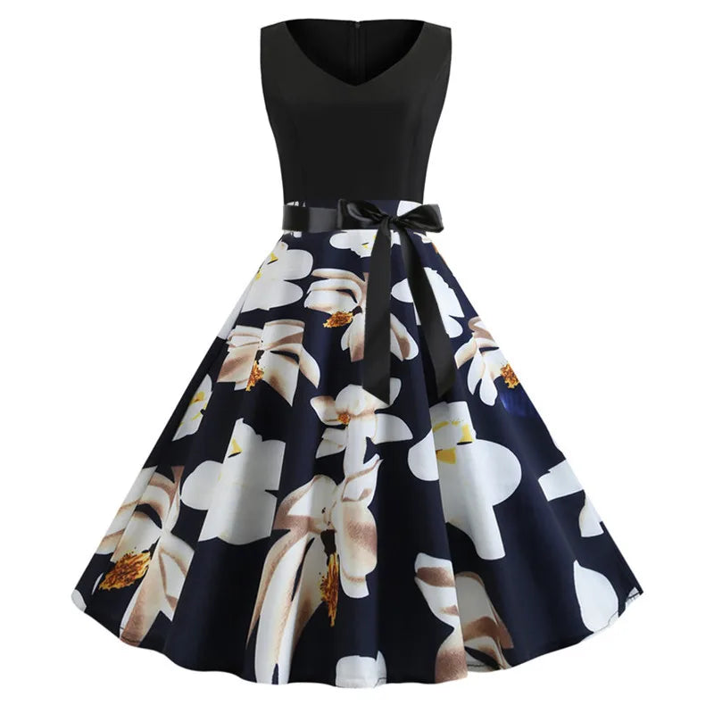Women's floral high waist sleeveless sundress — view 2 of 13