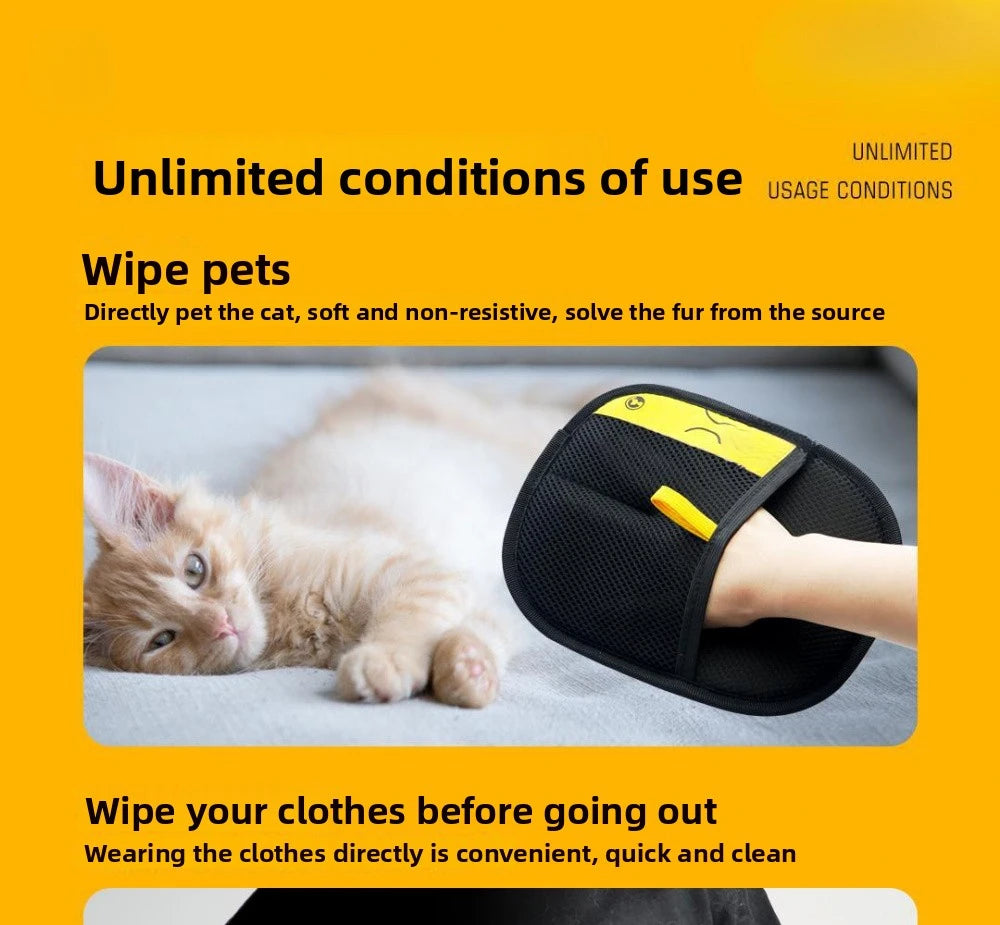 Pet Hair Removal Kit – Sticky Roller, Static Brush & Grooming Gloves for Cat & Dog Fur on Furniture, Car & Clothing