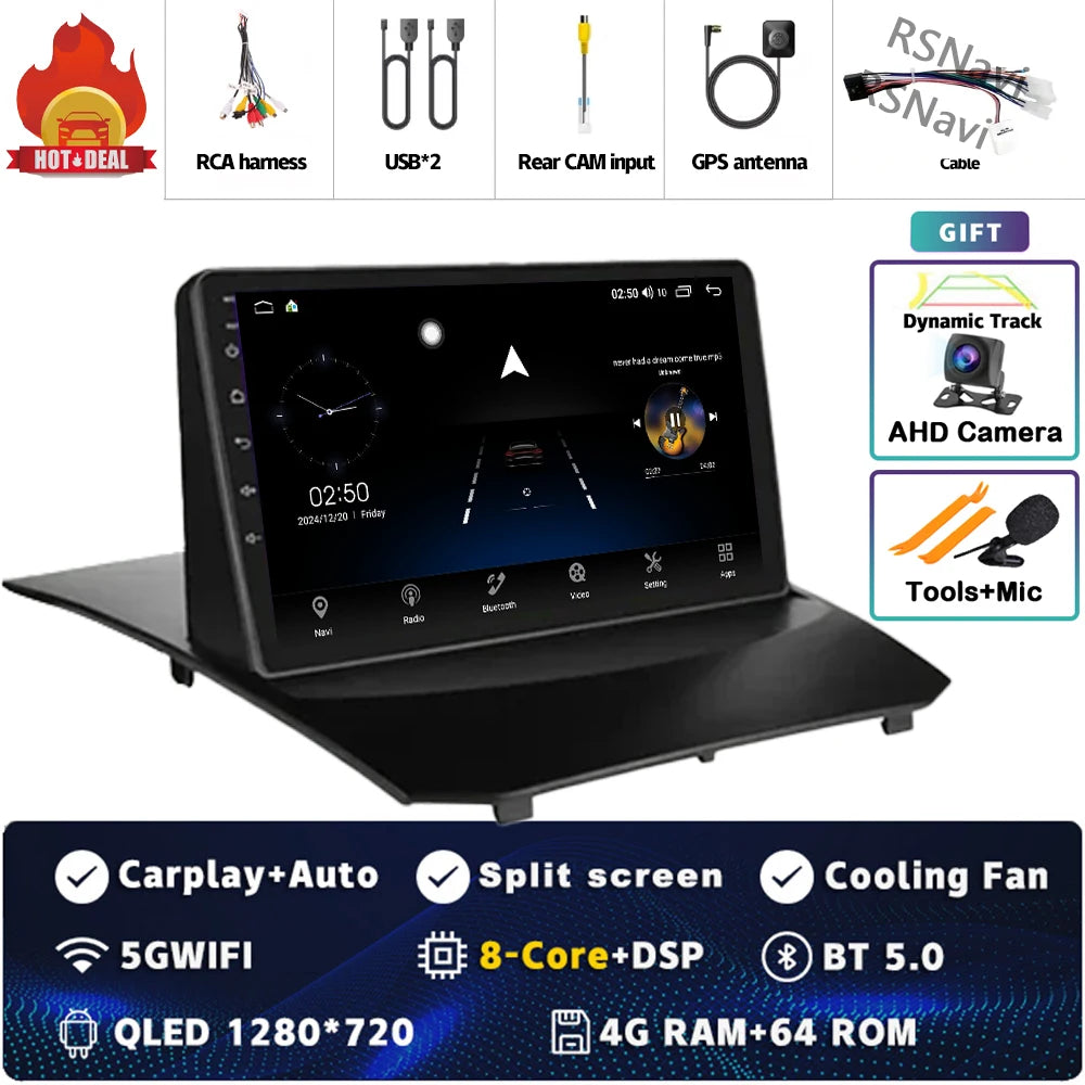 Plug and Play Android 16 Carplay Auto Qualcomm Screen Car Radio Player For Ford Fiesta 2011-2015 GPS DSP Stereo BT Navigation 4G