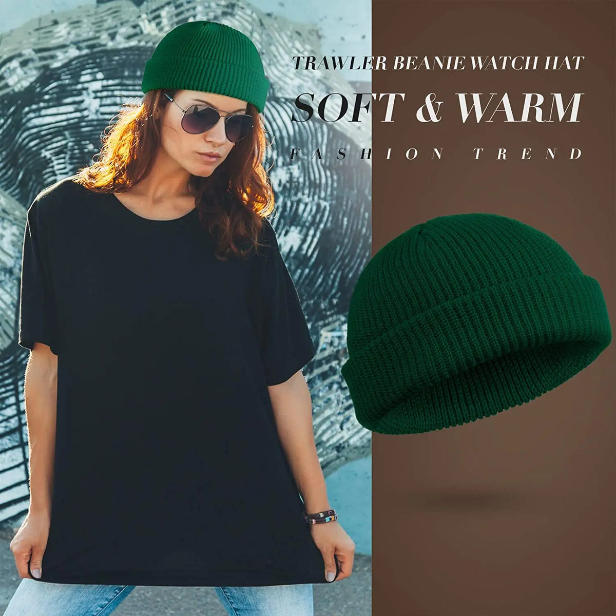 Retro Sailor Knit Beanie - Short Roll-Up Cuff Skull Cap, Unisex - photo 5