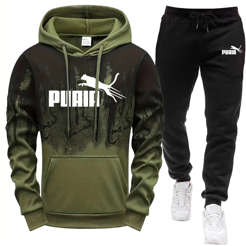 Hooded Sweatshirt and Sweatpants Outdoor Sports Jogger Suit Men's Set/Hoodie/Pants Autumn Winter Daily Casual Fashion Sportswear