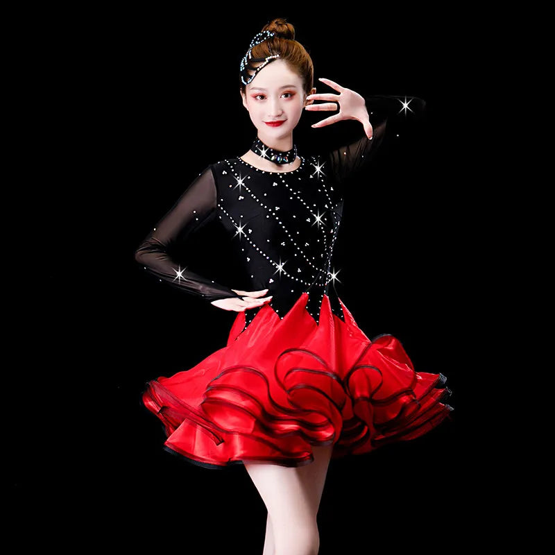 Double-skirt Latin competition dance dress