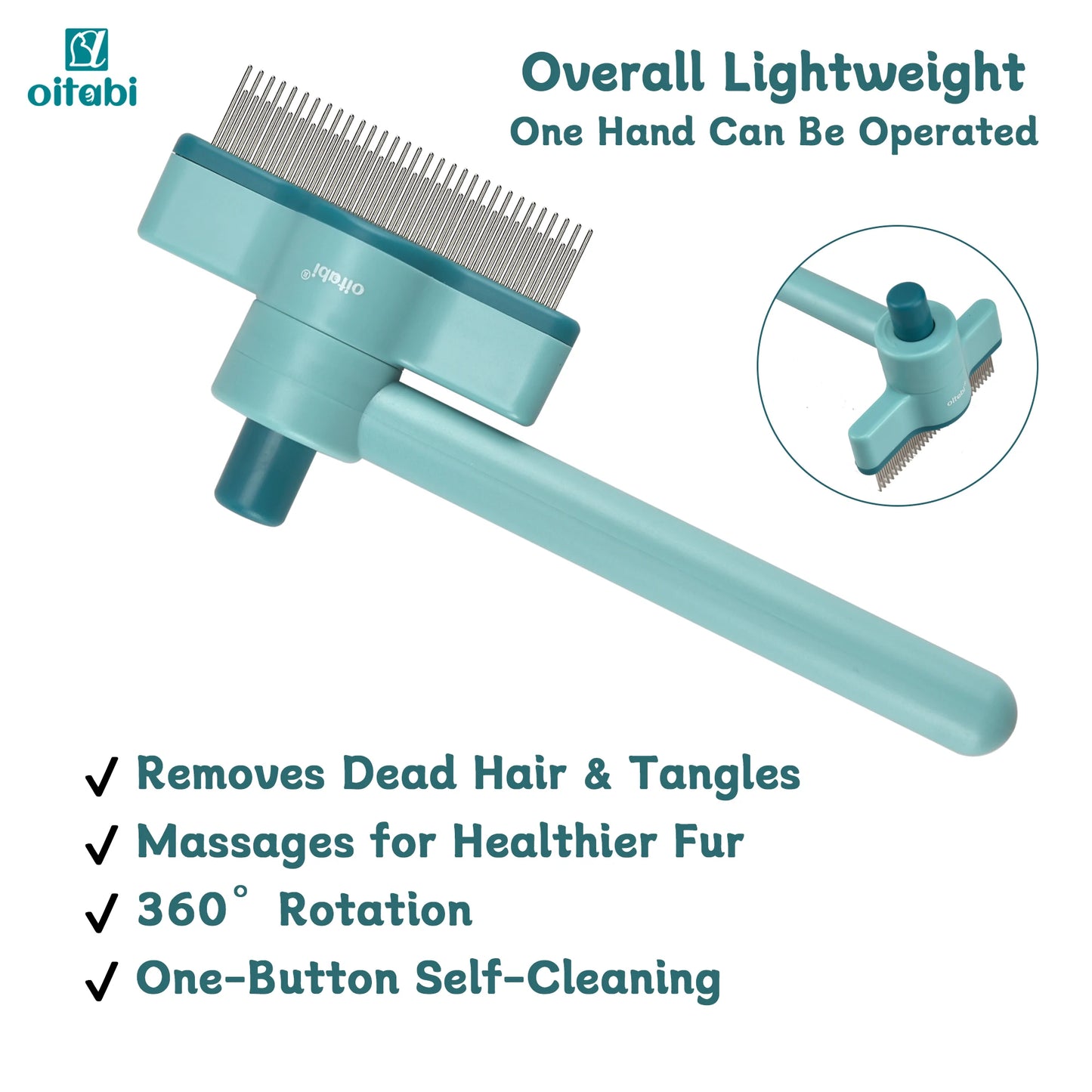 OITABI 1/2PCS Rotatable Flea Comb for Cat Dog Brush for Shedding Pet Hair Removal Comb with Stainless Steel Teeth for Deshedding