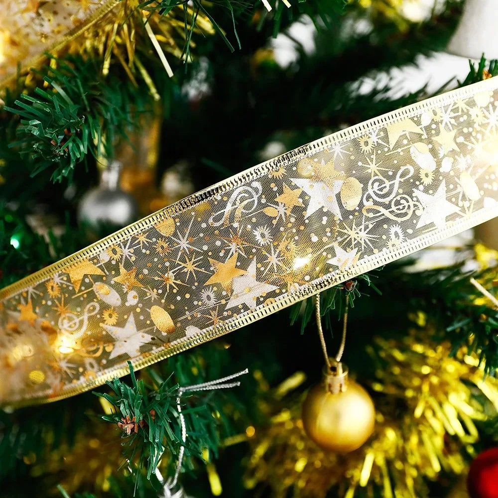 1/2/5/10M Christmas Tree Ribbon Fairy Lights, Indoor DIY Bows String Light Battery Powered for Christmas Tree New Year Decor