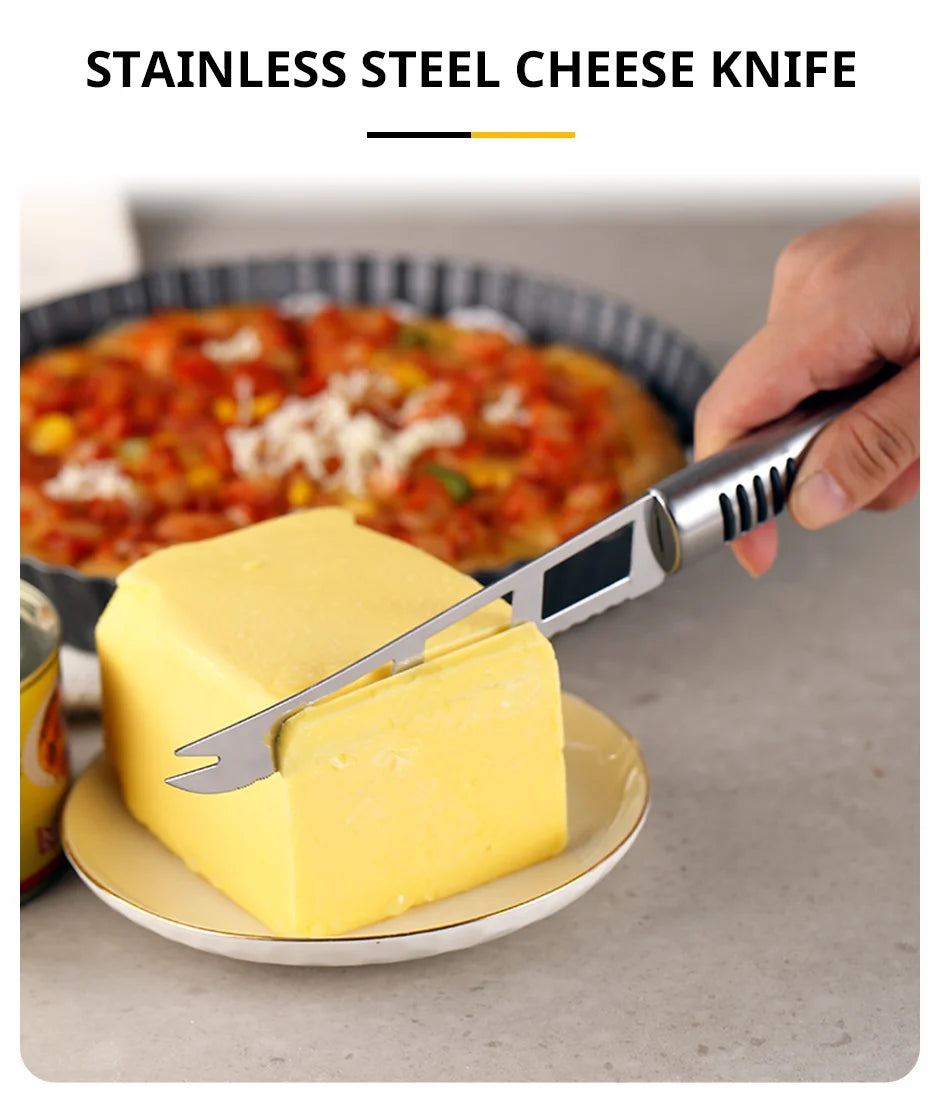 Cheese Knife Kitchen Tool Stainless Steel Multifunctional Baking Tool Pizza Butter Noodle Cutter Circular Handle Kitchen Accesso