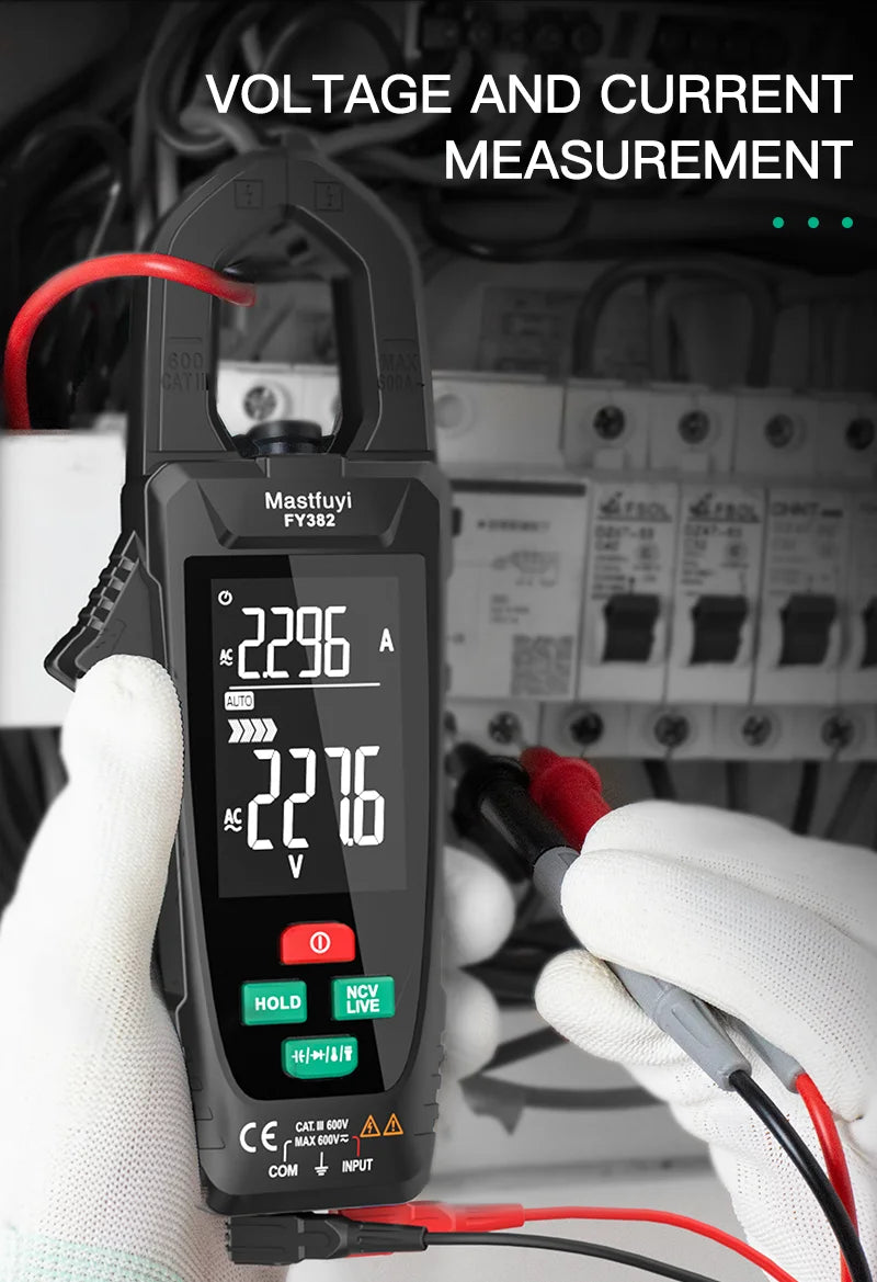 MASTFUYI Automatic Large-Screen Digital Clamp Meter Handheld Ammeter Clamp Multimeter 10000 Counts True RMS with NCV Detection