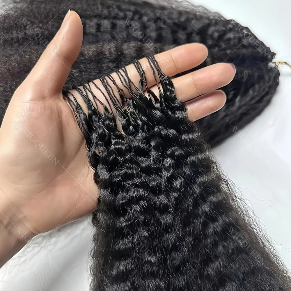 12A Invisible String Kinky Straight Crochet Human Hair Feather Hair Extensions PreLooped Yaki Straight Crochet Hair For Braiding