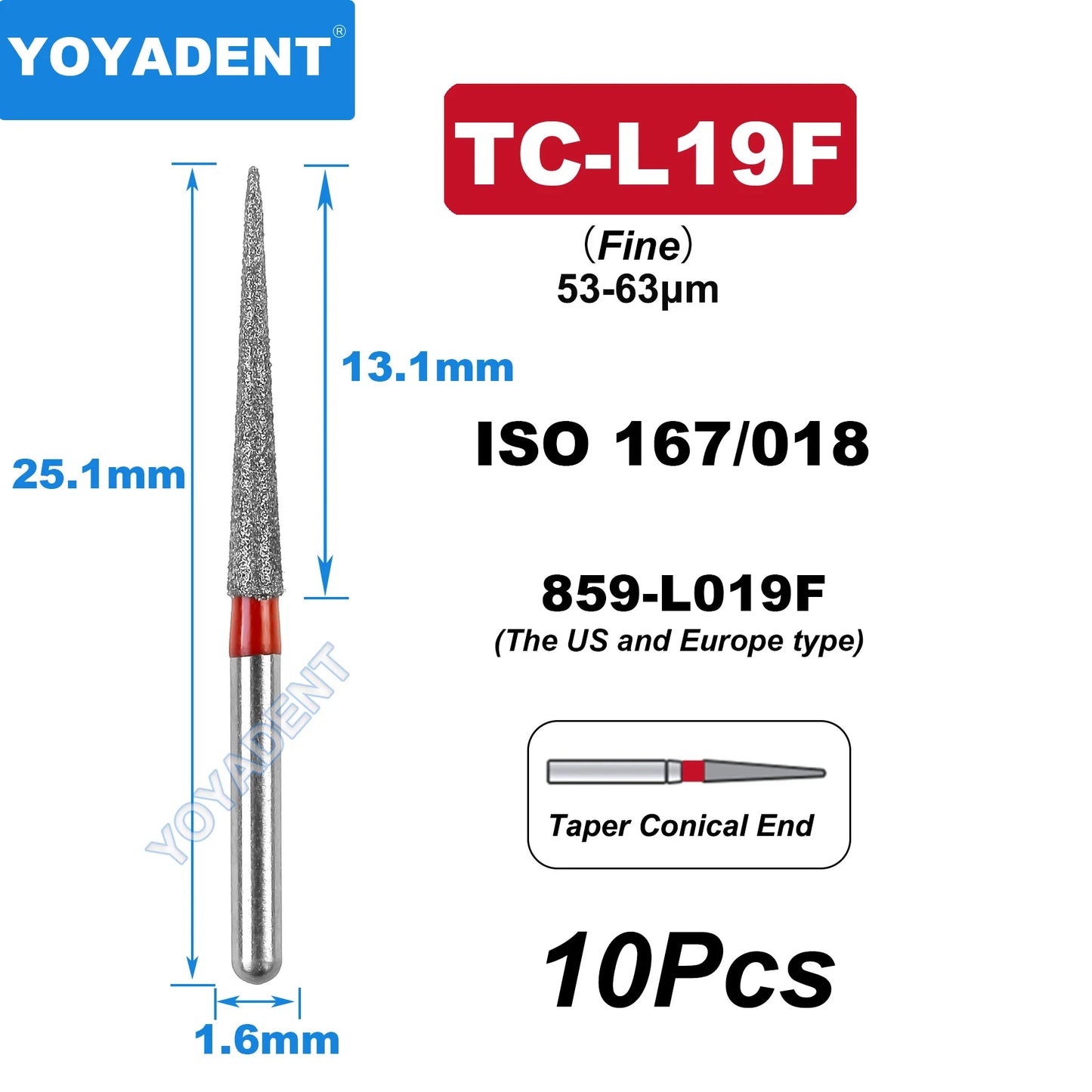 FG Fine Dental Burs Diamond Burs High Speed Turbines Drills Dental Lab Polishing Tools TR/TC/TF/FO/BR/SR/Type 1.6mm 10pcs/Pack