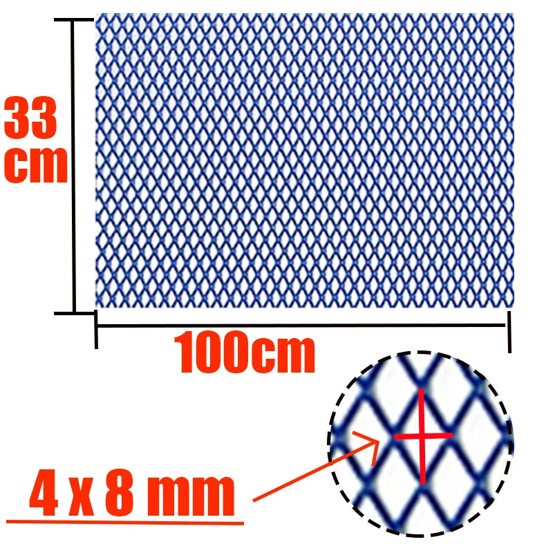 100x33cm Diamond Hole Aluminium Racing Car Bumper Grille Grill Mesh Net Vent Red Blue Tuning Universal Protector Home Garden