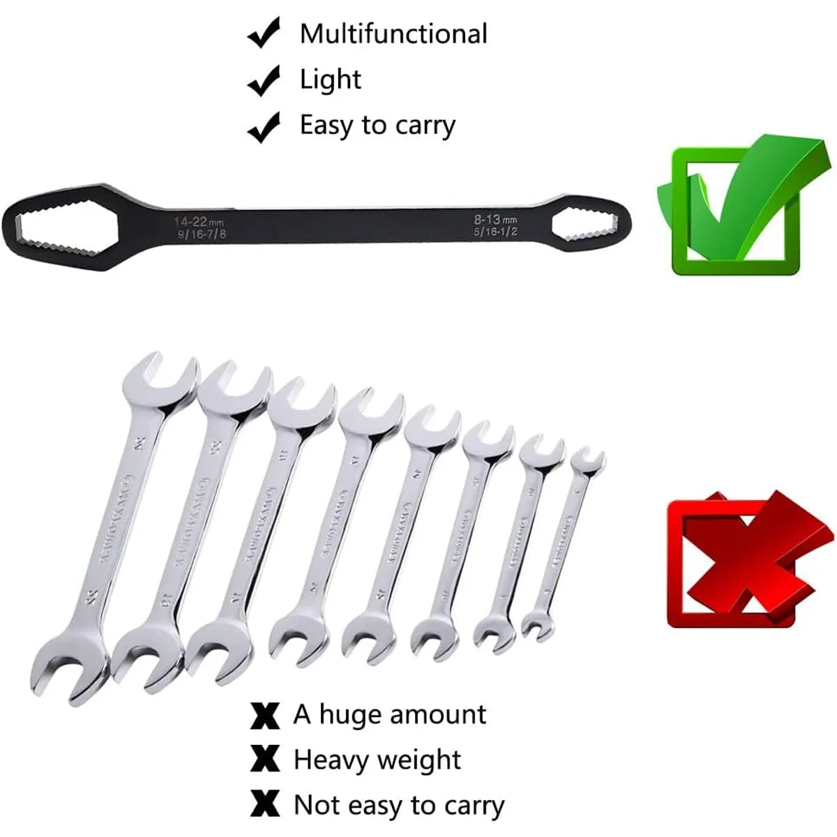 1pcs headed multifunctional universal wrench universal wrench self tightening drooping wrench repair tool for household mainten