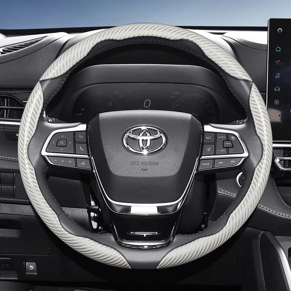 Suitable for Toyota Carbon Fiber Texture Steering Wheel Cover with Segmented Quick-Release Design, Durable, for Rav4, Hilux, Camry, Yaris, Corolla Cross, Kluger, Grand Highlander, Tacoma, Tundra, Sequoia, 4Runner, C-Hr