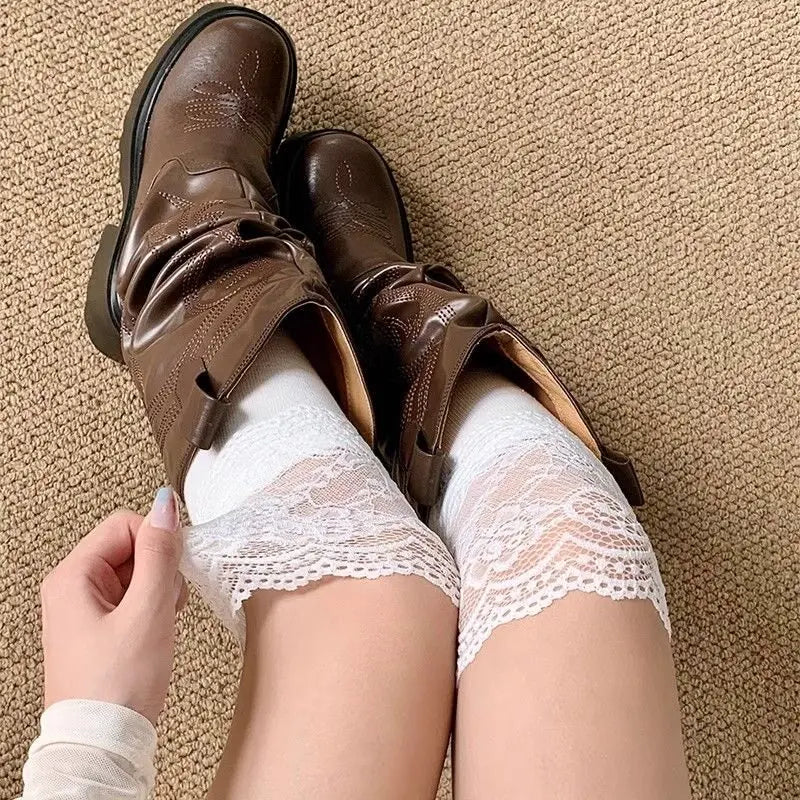 Women's Lace Trim Thigh High Stockings