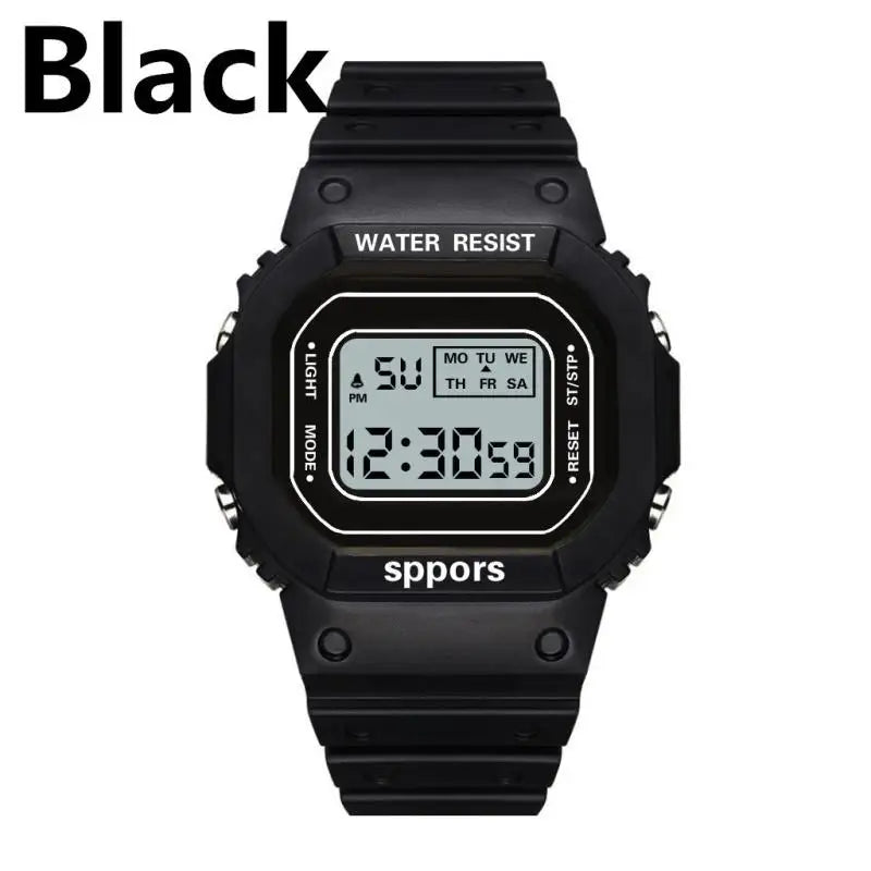 LED Sports Watch for Boys & Girls Student Electronic Square Digital Waterproof Rubber Clock Colorful Men Women