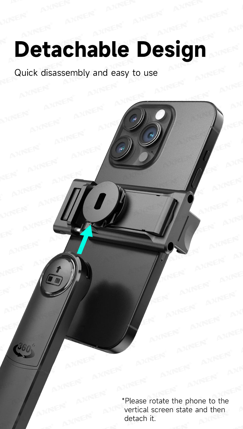 AXNEN C17 64" AI Face Tracking Selfie Stick Tripod – 360° Auto Rotation, Bluetooth Remote & Quadruped Stand