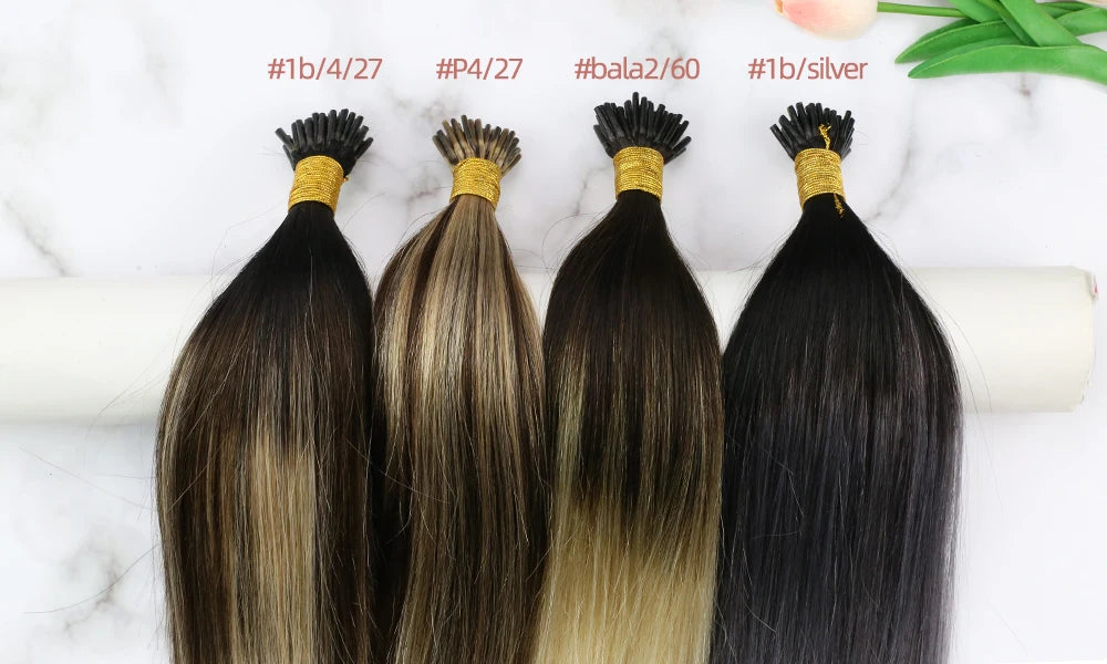 Ugeat I Tip Hair Extensions Pre Bonded Hair Remy Fusion Hair 14-24 Inch 40g/80g Straight Stick Tip Human Hair