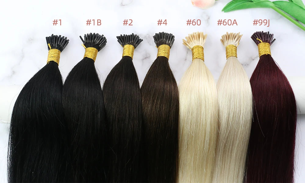 Ugeat I Tip Hair Extensions Pre Bonded Hair Remy Fusion Hair 14-24 Inch 40g/80g Straight Stick Tip Human Hair