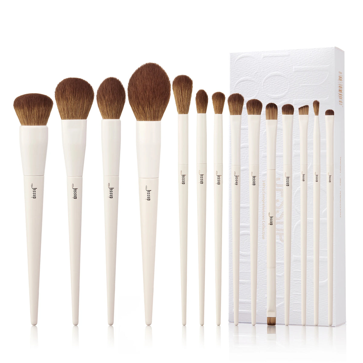 Jessup Makeup Brushes 14pc Makeup Brush Set Synthetic Foundation Brush Powder Contour Eyeshadow Liner Blending Highlight T329