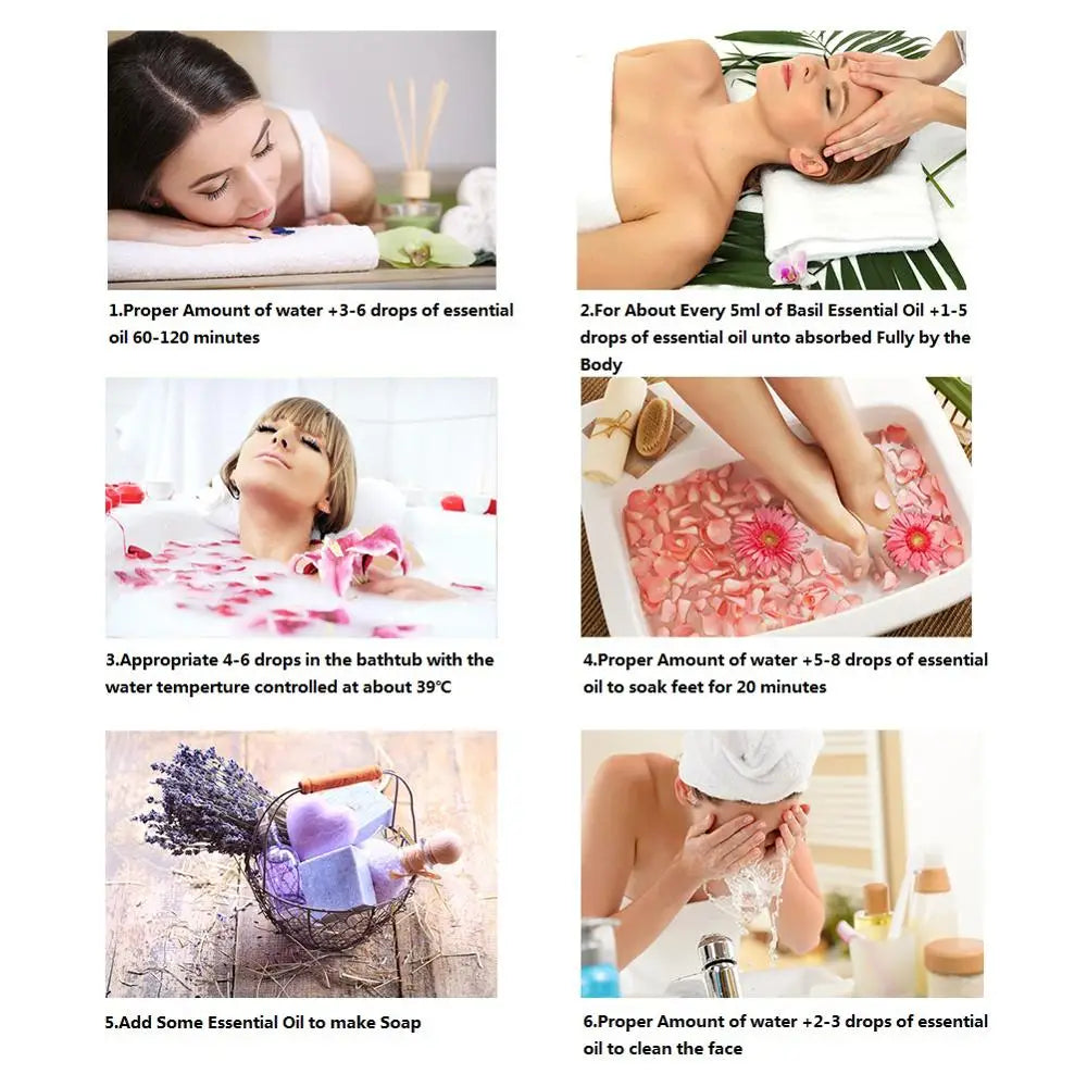 100ML Lavender Pure Natural Rose Essential Oils Humidifier Diffuser Vanilla Peppermint Cloves Tea Tree Ylang Lemon Aroma Oil