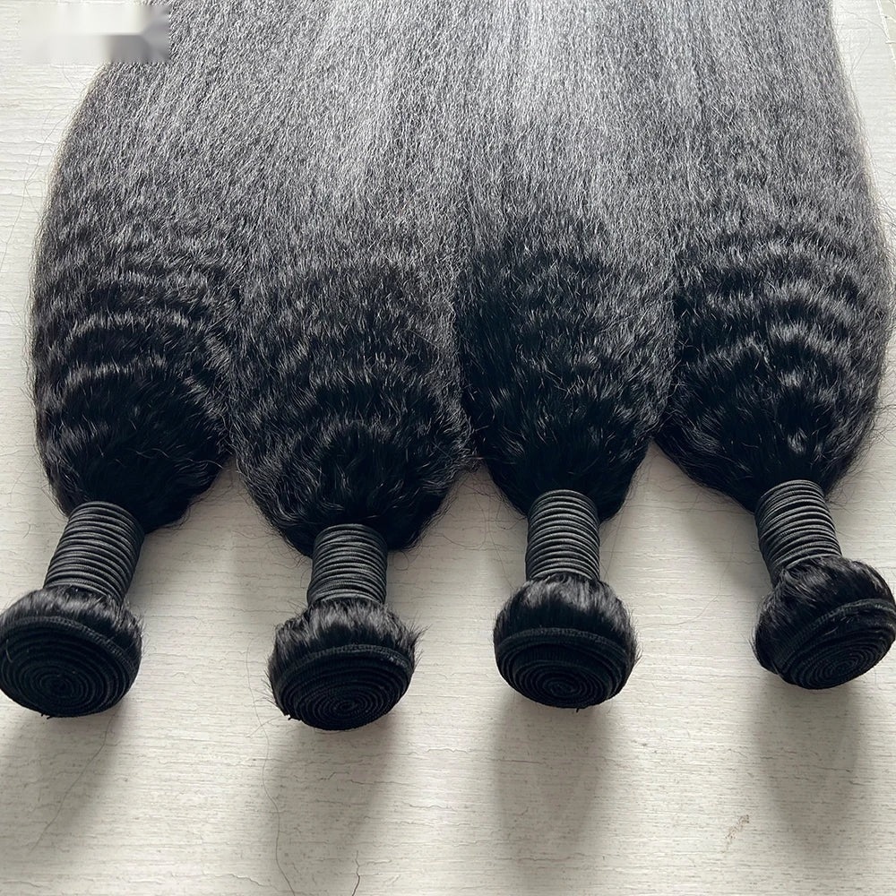 Straight Yaki Human Hair Bundles - Relaxed Texture Extensions