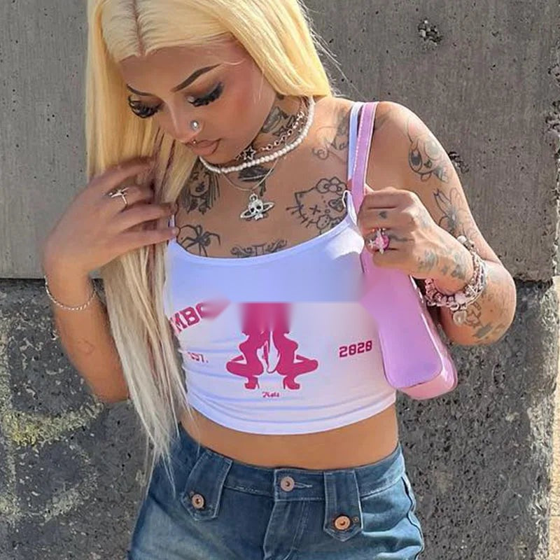Y2K Harajuku Punk Sleeveless Crop Top Women's Vintage Streetwear Tee