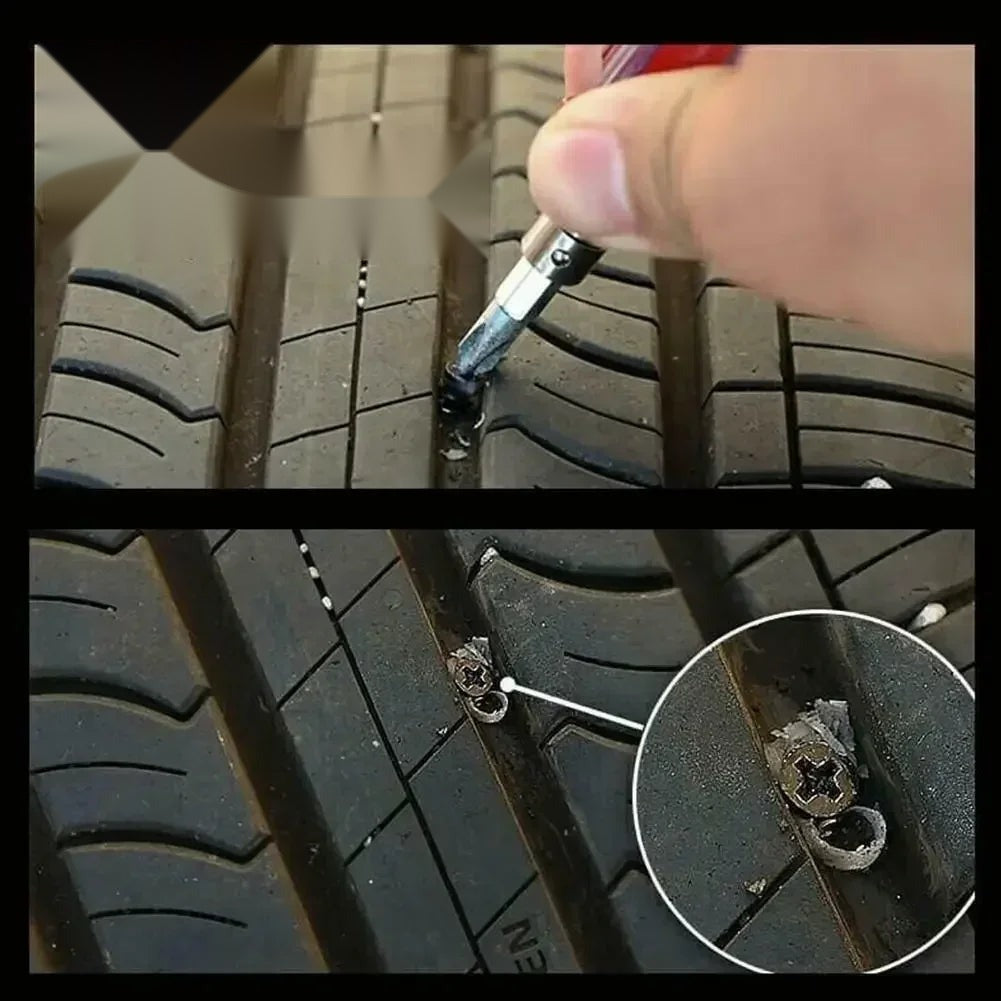 Tubeless Tire Repair Kit - Puncture Plug Set for Car & Motorcycle