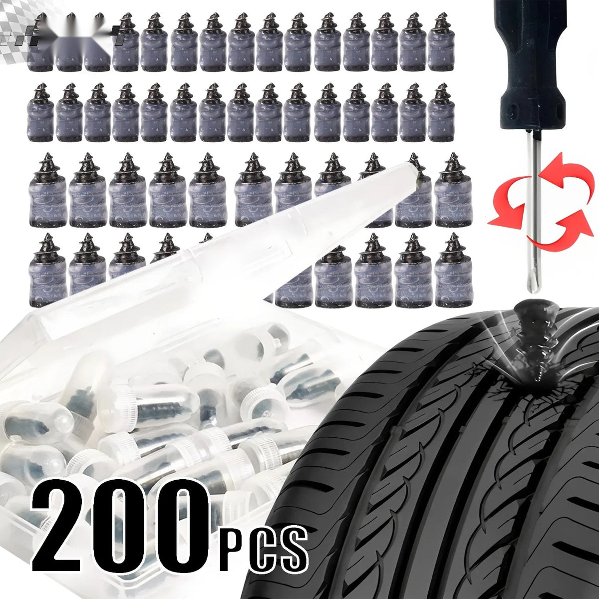 Tubeless Tire Repair Kit - Puncture Plug Set for Car & Motorcycle