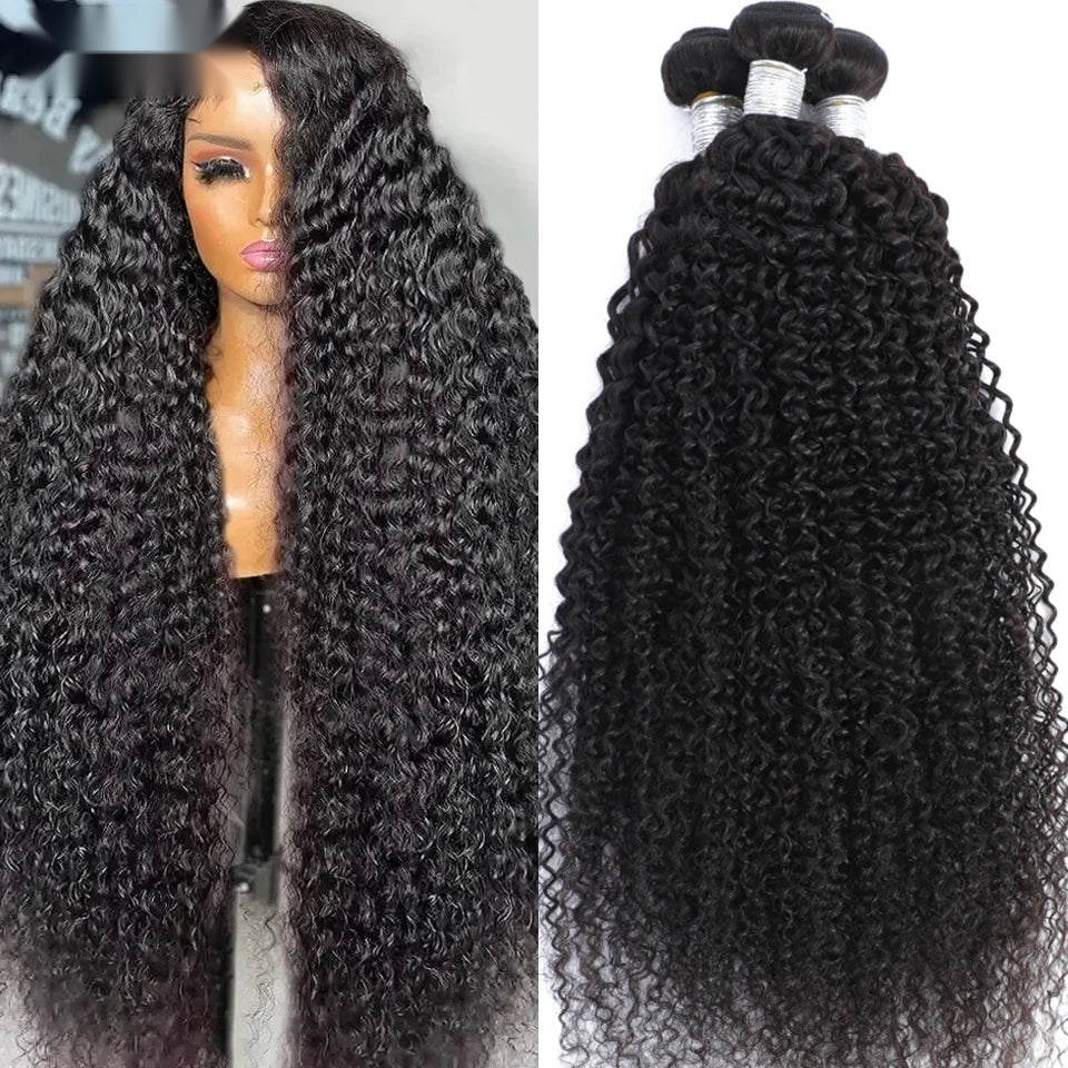 Afro Curly Human Hair Bundles 28-30 Inch - Double Machine Weft