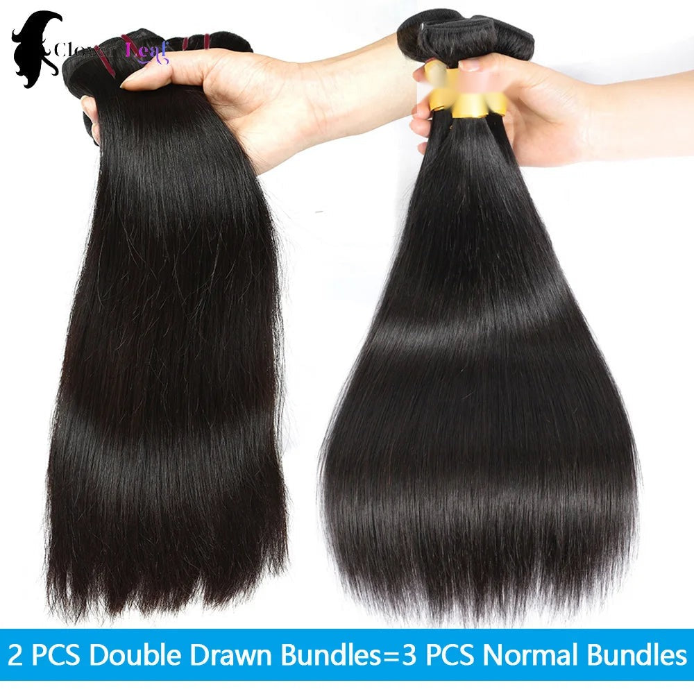 Straight Human Hair Bundles - Double Drawn