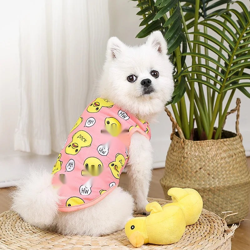 Cute Cartoon Print Cotton Vest for Dogs & Cats