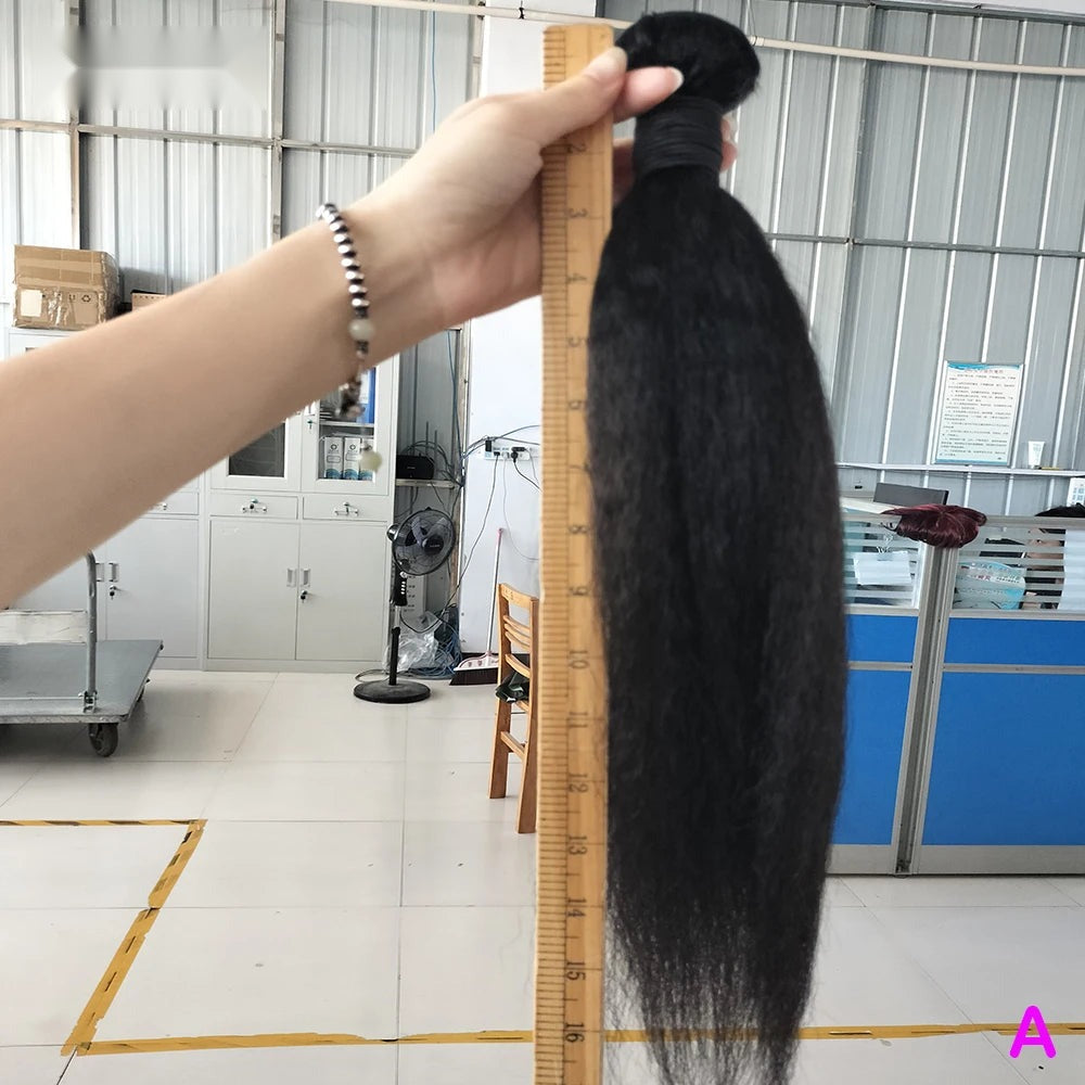 Straight Yaki Human Hair Bundles - Relaxed Texture Extensions