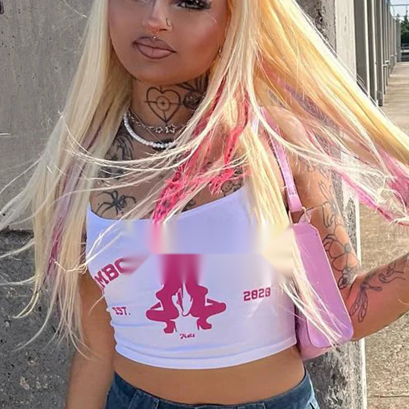 Y2K Harajuku Punk Sleeveless Crop Top Women's Vintage Streetwear Tee
