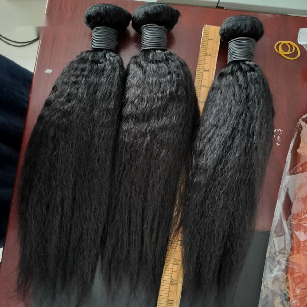Straight Yaki Human Hair Bundles - Relaxed Texture Extensions