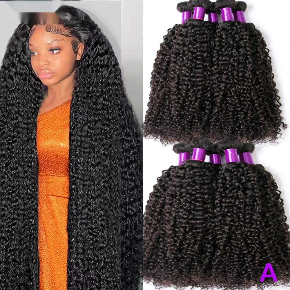 Afro Curly Human Hair Bundles 28-30 Inch - Double Machine Weft